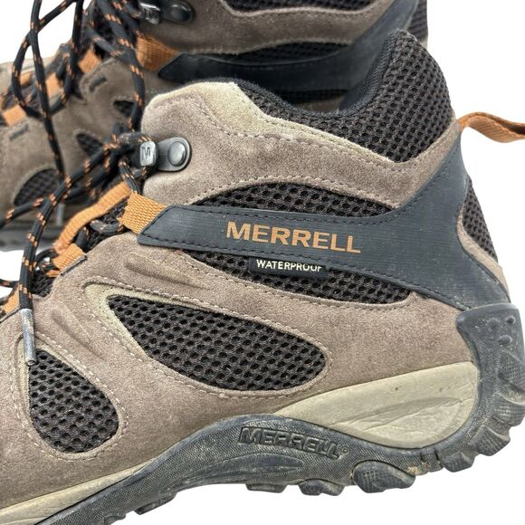 Merrell Yokota 2 Mid Hiking Boots Waterproof Suede Mesh J77375 Mens Sz 12 Brown - Picture 5 of 9